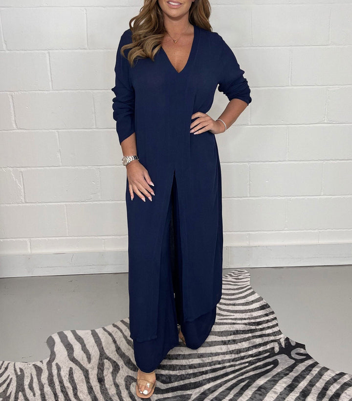 Chérie™ Ensemble Confortable | Blouse Fluide et Pantalon Large