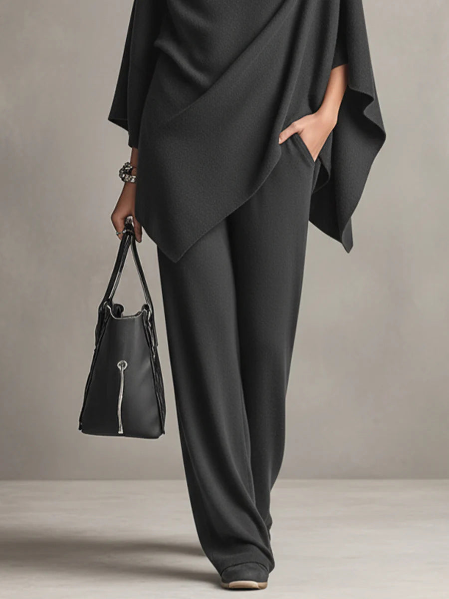Sarina™ Ensemble Drapé Élégant | Haut Fluide et Pantalon Large