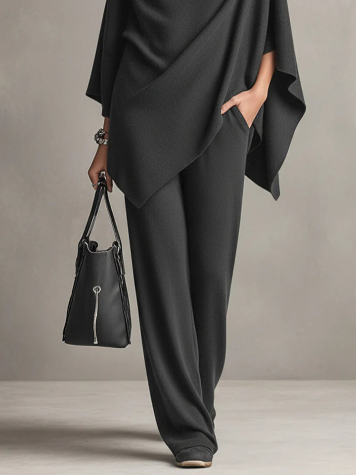 Sarina™ Ensemble Drapé Élégant | Haut Fluide et Pantalon Large