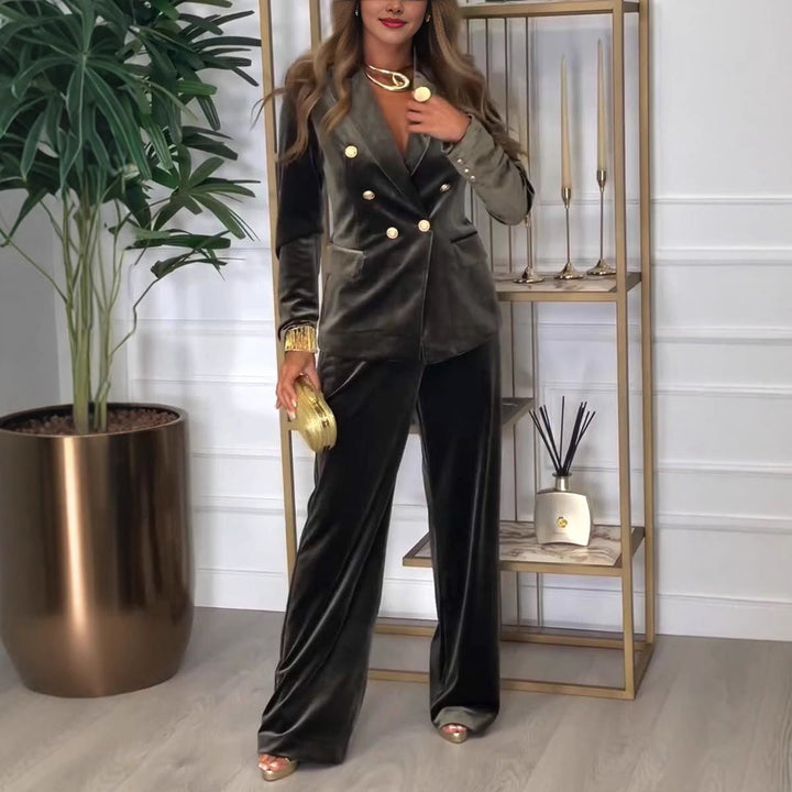 Christelle™ Ensemble Élégant Effet Daim | Tailleur