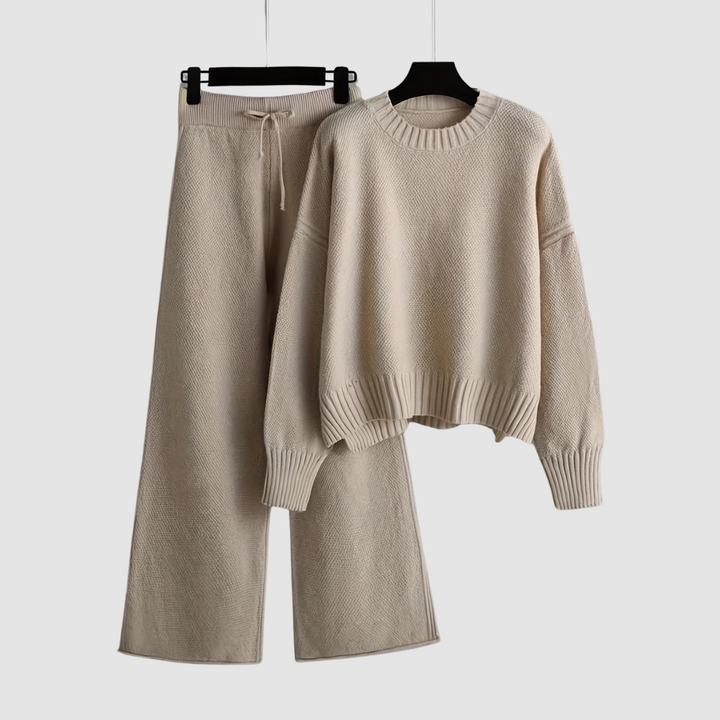 Émilie™ Ensemble Tricot Douillet | Pull Décontracté et Pantalon Large
