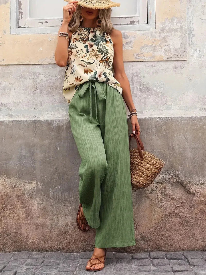 Antoinette™ Ensemble Élégant Sans Manches | Haut Sans Manches et Pantalon Fluide