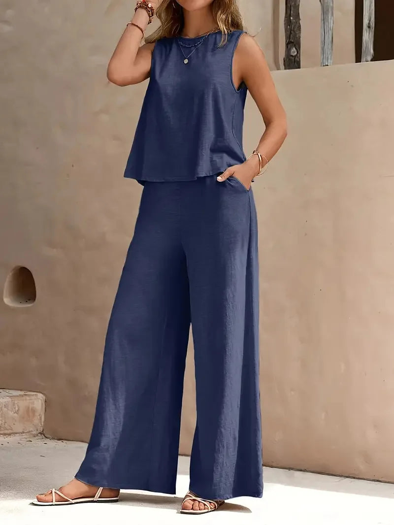 Danielle™ Ensemble Sans Manches | Haut Sans Manches et Pantalon Large