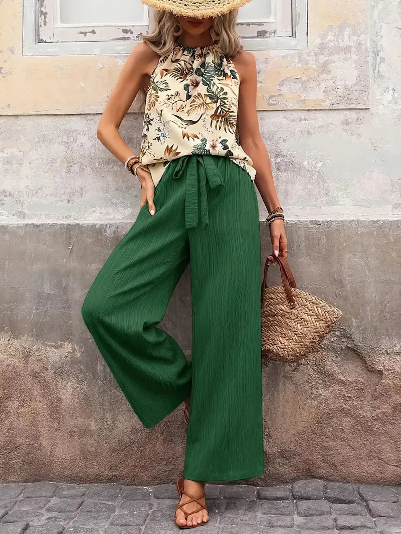 Antoinette™ Ensemble Élégant Sans Manches | Haut Sans Manches et Pantalon Fluide