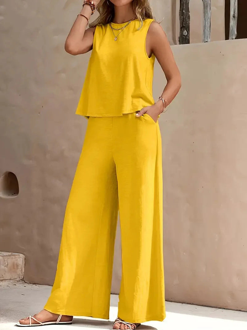 Danielle™ Ensemble Sans Manches | Haut Sans Manches et Pantalon Large