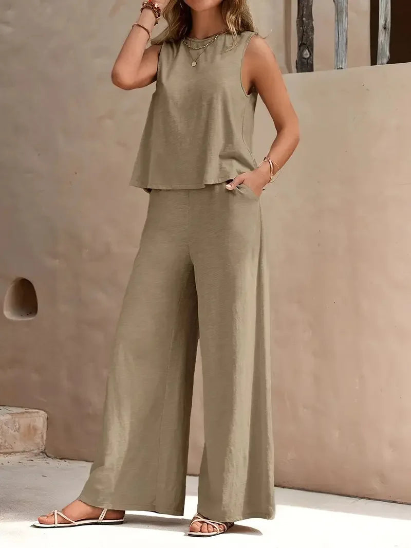 Danielle™ Ensemble Sans Manches | Haut Sans Manches et Pantalon Large