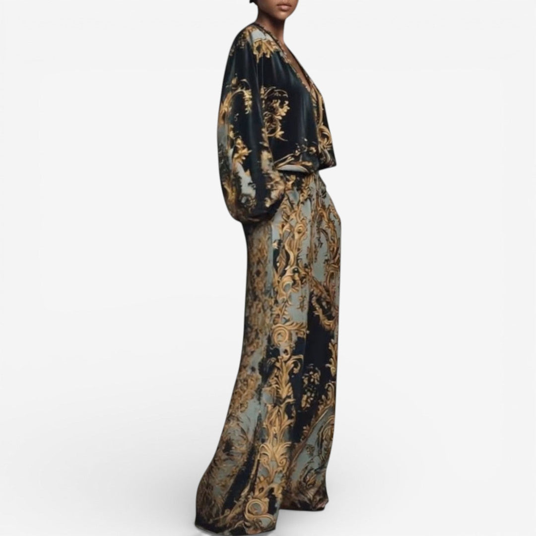 Maureen™ Ensemble Imprimé Élégant | Co-Ord Ornemental et Fluide