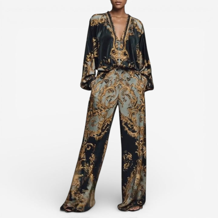 Maureen™ Ensemble Imprimé Élégant | Co-Ord Ornemental et Fluide