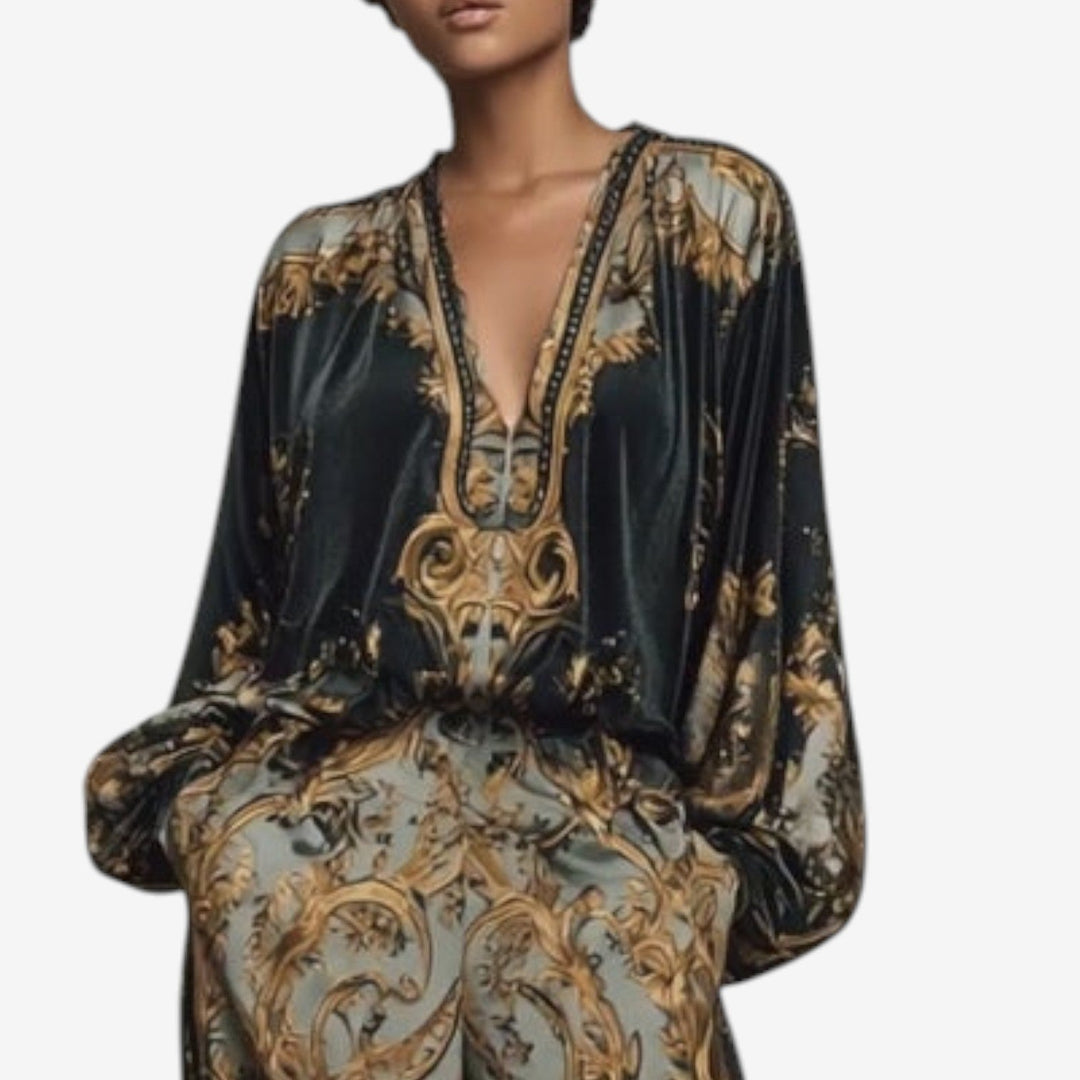 Maureen™ Ensemble Imprimé Élégant | Co-Ord Ornemental et Fluide