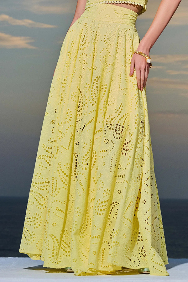 Larissa™ Ensemble Haut Brodé et Jupe Maxi Taille Haute | Tenue Élégante