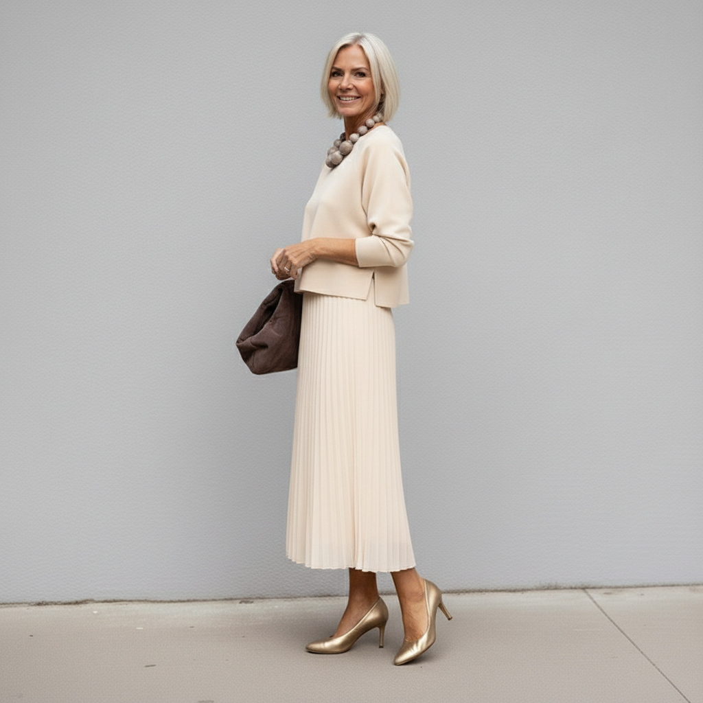 Emmie™ Ensemble Élégant | Ensemble Robe en Maille Superposée