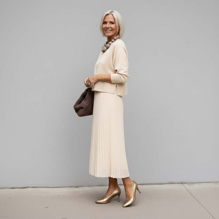 Emmie™ Ensemble Élégant | Ensemble Robe en Maille Superposée