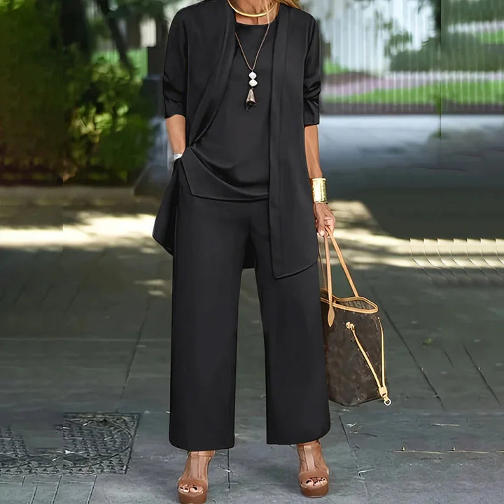 Lanie™ Ensemble Casual Élégant Trois Pièces | Haut, Cardigan et Pantalon Large