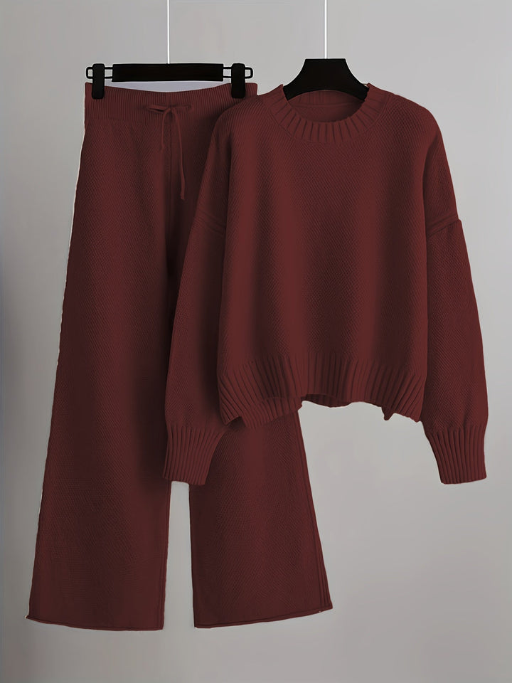 Émilie™ Ensemble Tricot Douillet | Pull Décontracté et Pantalon Large