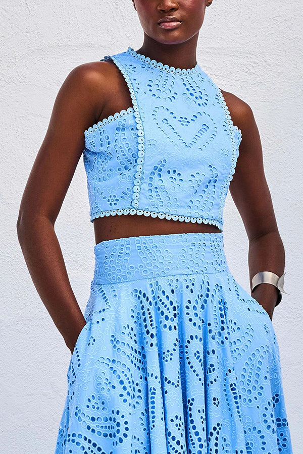 Larissa™ Ensemble Haut Brodé et Jupe Maxi Taille Haute | Tenue Élégante