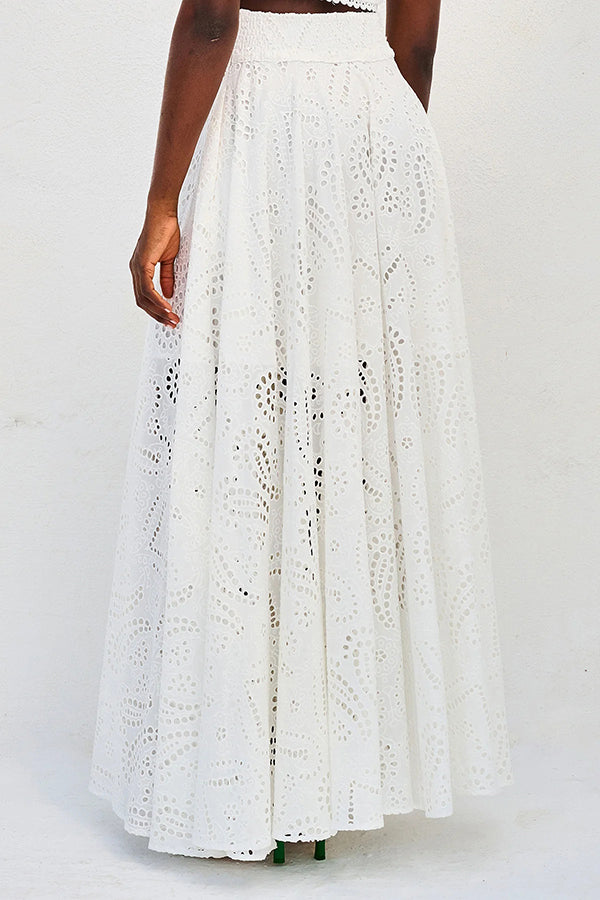 Larissa™ Ensemble Haut Brodé et Jupe Maxi Taille Haute | Tenue Élégante