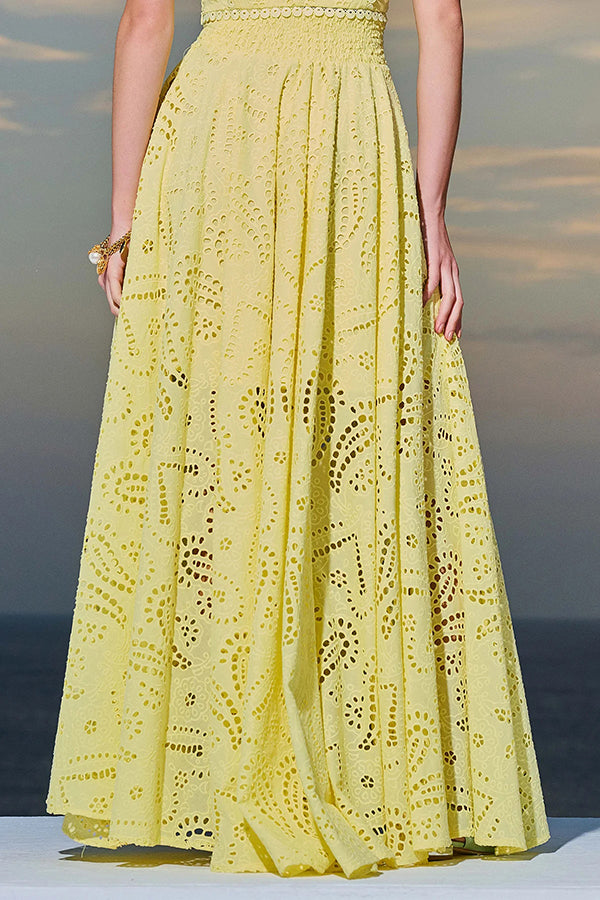 Larissa™ Ensemble Haut Brodé et Jupe Maxi Taille Haute | Tenue Élégante