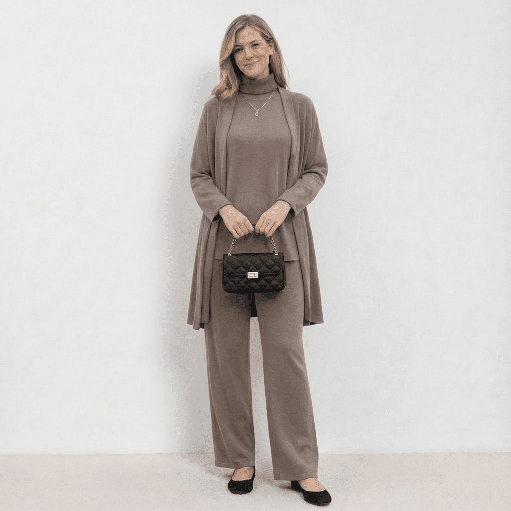 Barbara™ Ensemble Tricot Trois Pièces | Cardigan, Haut et Pantalon en Maille Raffinée