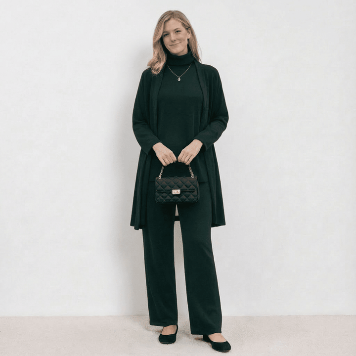 Barbara™ Ensemble Tricot Trois Pièces | Cardigan, Haut et Pantalon en Maille Raffinée