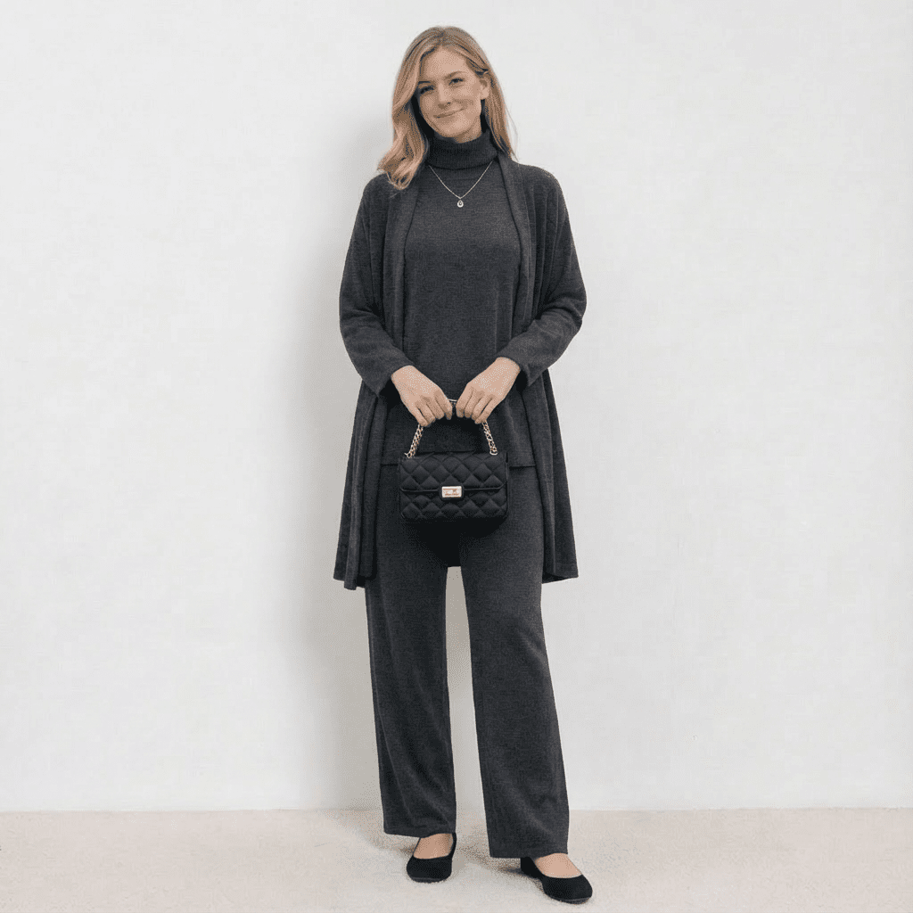 Barbara™ Ensemble Tricot Trois Pièces | Cardigan, Haut et Pantalon en Maille Raffinée