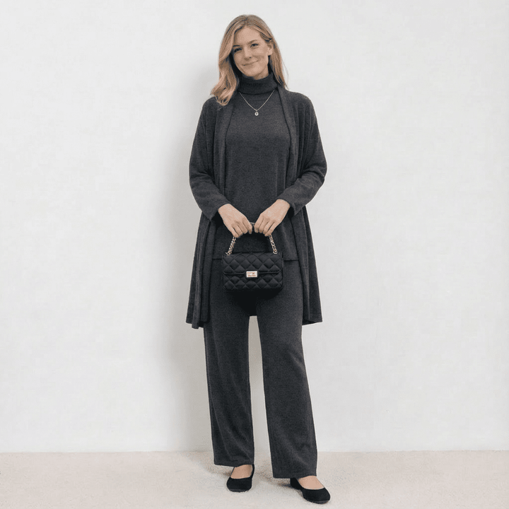 Barbara™ Ensemble Tricot Trois Pièces | Cardigan, Haut et Pantalon en Maille Raffinée