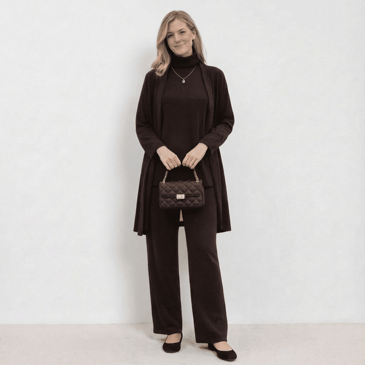 Barbara™ Ensemble Tricot Trois Pièces | Cardigan, Haut et Pantalon en Maille Raffinée