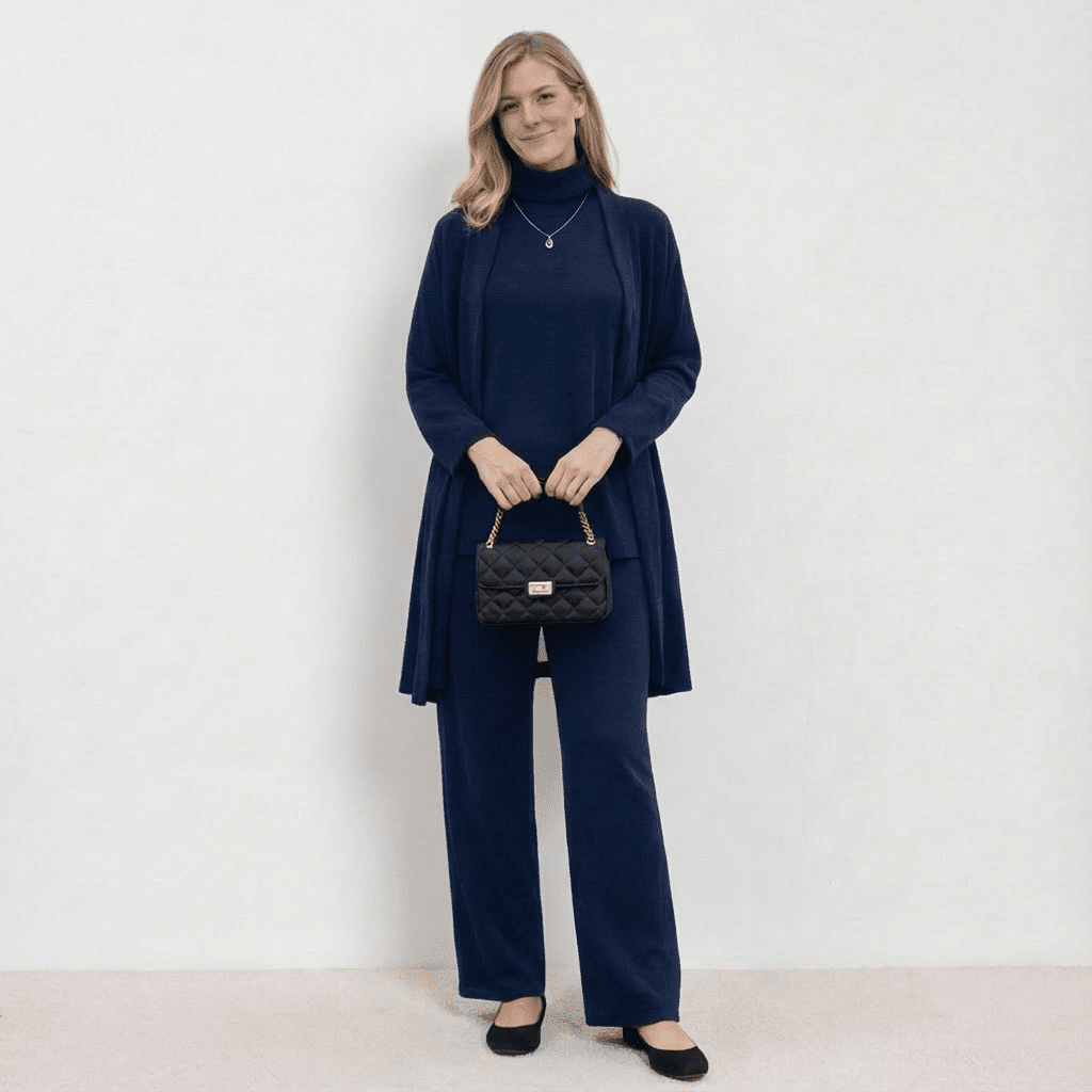 Barbara™ Ensemble Tricot Trois Pièces | Cardigan, Haut et Pantalon en Maille Raffinée