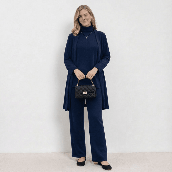 Barbara™ Ensemble Tricot Trois Pièces | Cardigan, Haut et Pantalon en Maille Raffinée