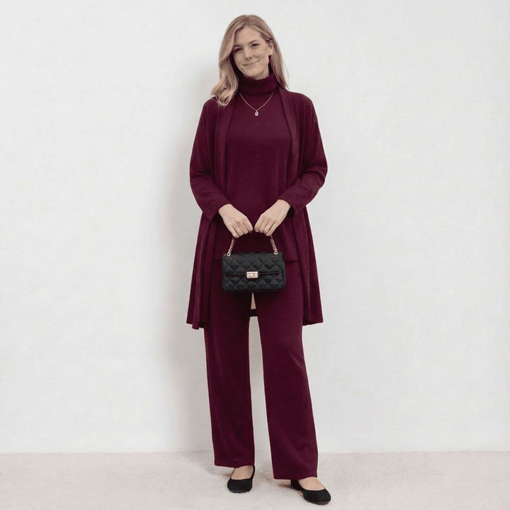 Barbara™ Ensemble Tricot Trois Pièces | Cardigan, Haut et Pantalon en Maille Raffinée