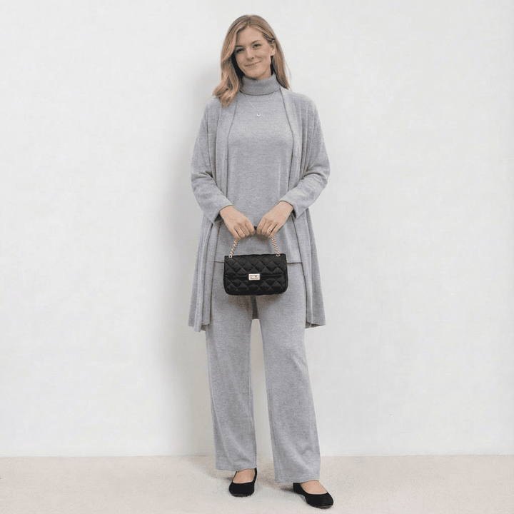 Barbara™ Ensemble Tricot Trois Pièces | Cardigan, Haut et Pantalon en Maille Raffinée