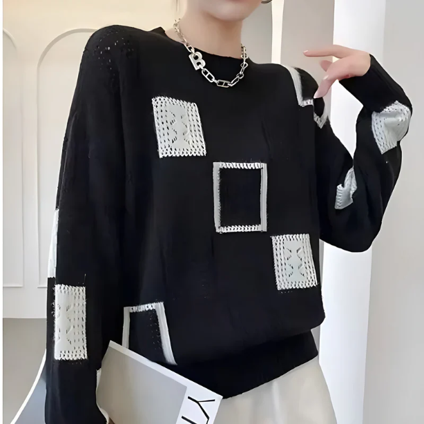 Blandine | Pull Motifs Géométriques Chic