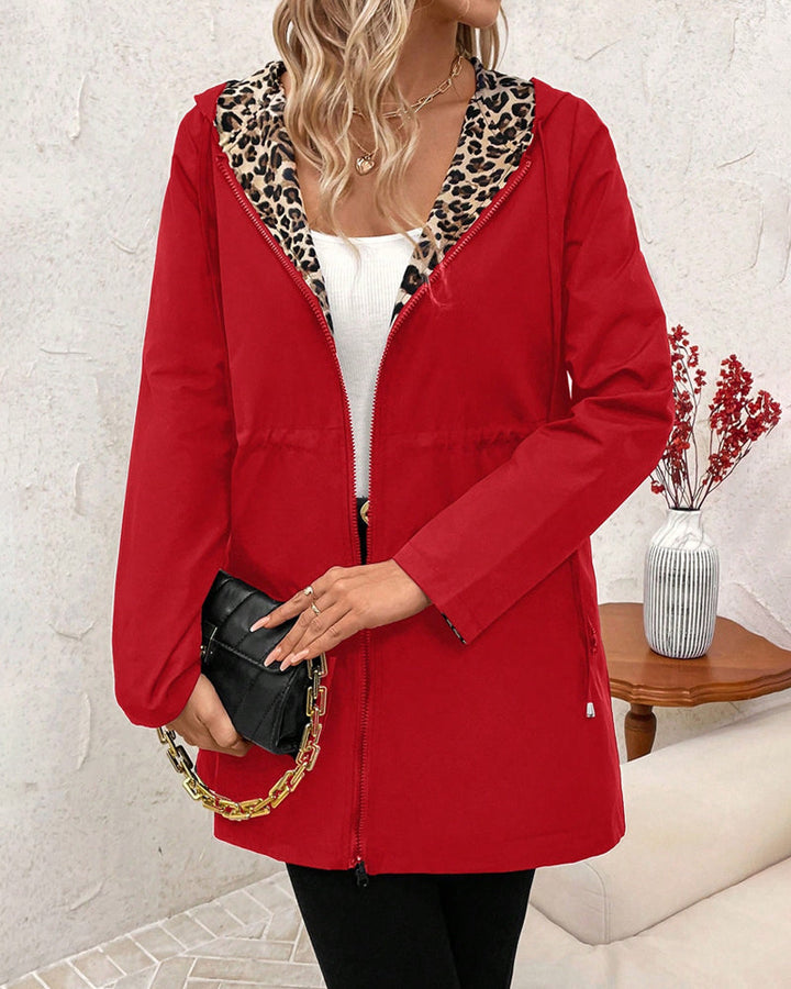 Clara | Veste réversible à capuche doublé léopard