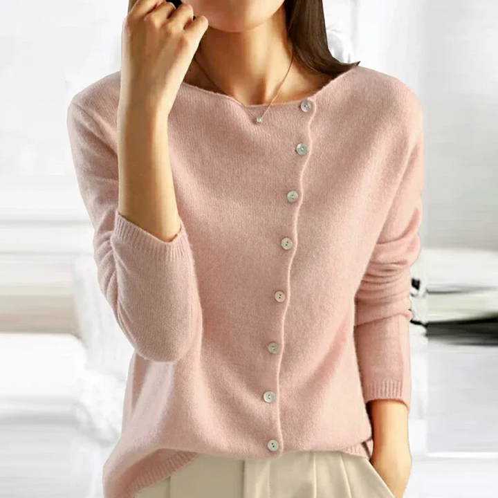 Silvia | Cardigan en cachemire à col asymétrique boutonné