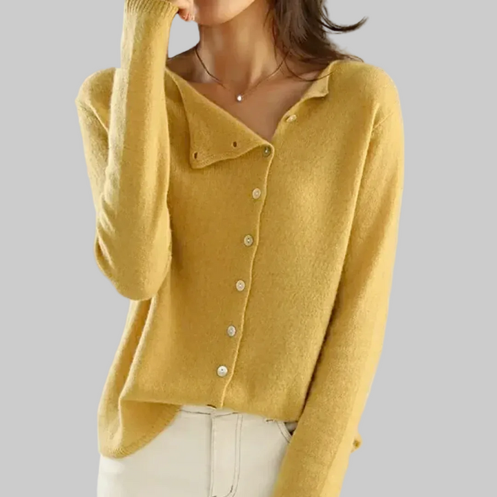 Silvia | Cardigan en cachemire à col asymétrique boutonné
