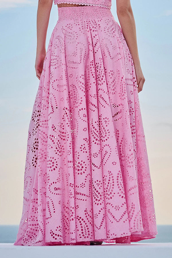 Larissa™ Ensemble Haut Brodé et Jupe Maxi Taille Haute | Tenue Élégante