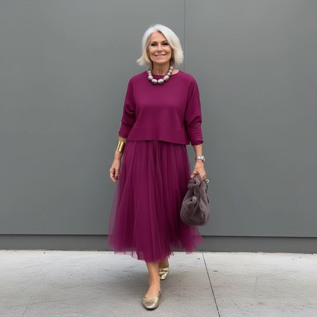 Emmie™ Ensemble Élégant | Ensemble Robe en Maille Superposée