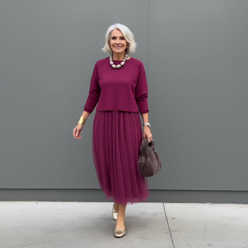 Emmie™ Ensemble Élégant | Ensemble Robe en Maille Superposée