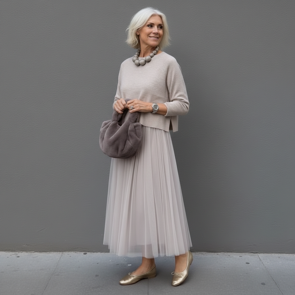 Emmie™ Ensemble Élégant | Ensemble Robe en Maille Superposée