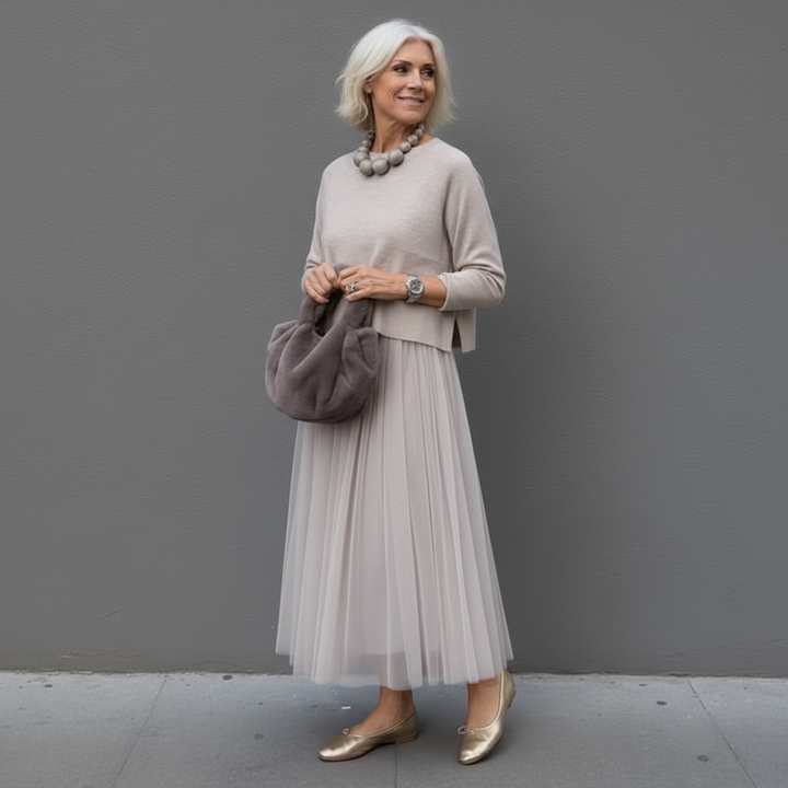 Emmie™ Ensemble Élégant | Ensemble Robe en Maille Superposée