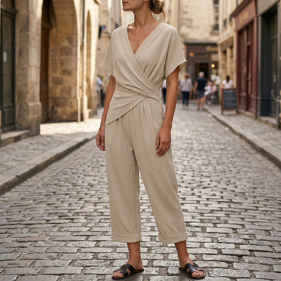 Colette™ Ensemble Élégant | Haut Croisé et Pantalon