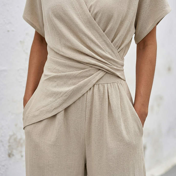 Colette™ Ensemble Élégant | Haut Croisé et Pantalon