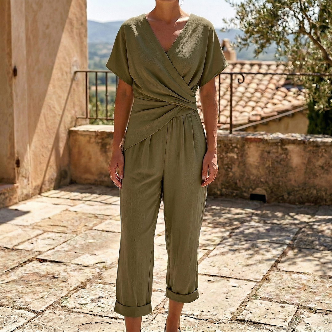 Colette™ Ensemble Élégant | Haut Croisé et Pantalon