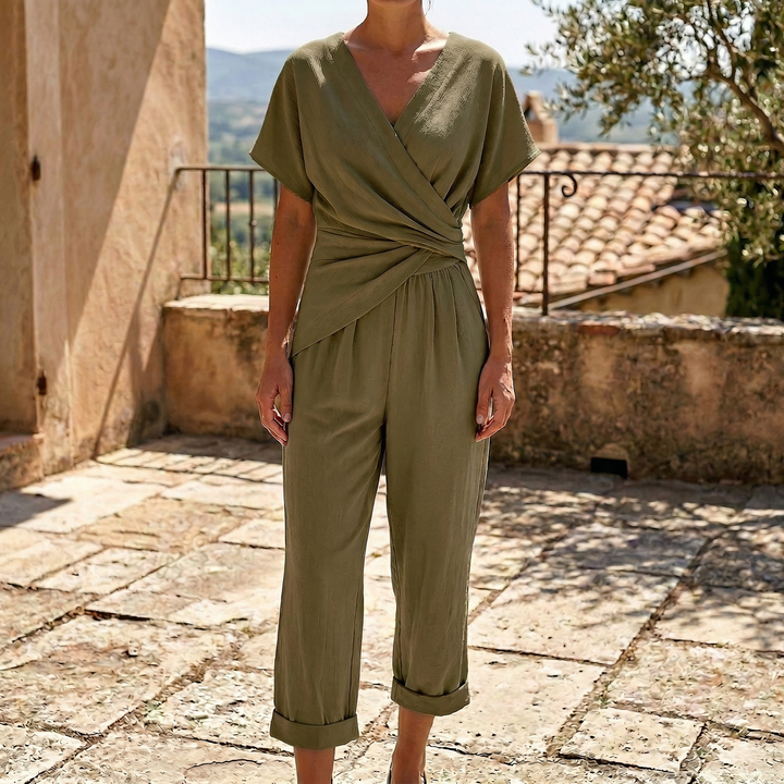 Colette™ Ensemble Élégant | Haut Croisé et Pantalon