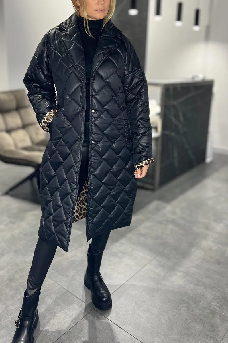 Victoire | Manteau réversible matelassé avec doublure léopard