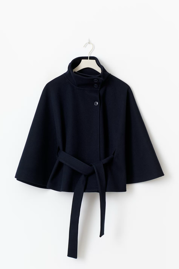 Ivanna Manteau Laine Femme | Col Haut Élégant avec Ceinture Amovible & Coupe Décontractée