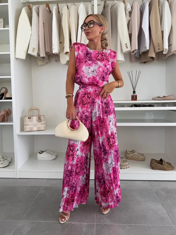 Évelyne™ Ensemble Élégant | Haut Fluide et Pantalon Plissé
