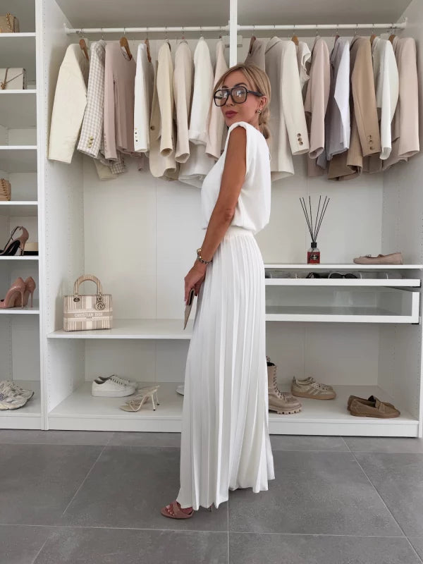 Évelyne™ Ensemble Élégant | Haut Fluide et Pantalon Plissé
