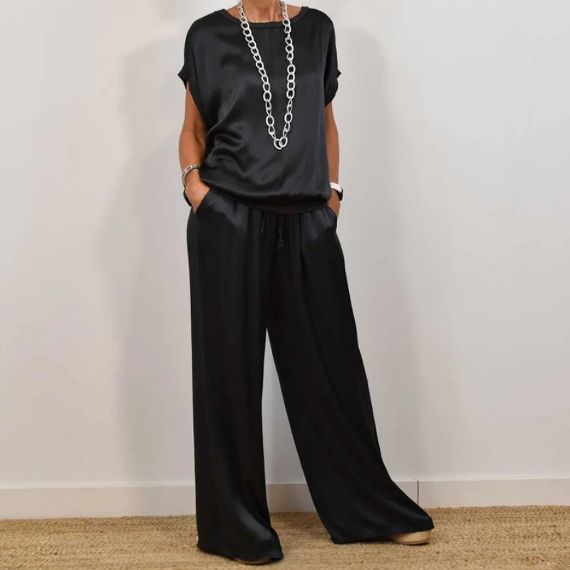 Rita™ Ensemble Élégant | Blouse Fluide et Pantalon Large