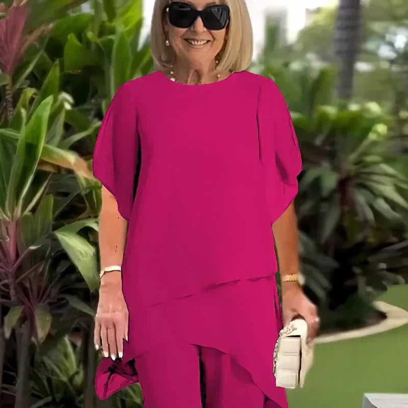 Herlène™ Ensemble Élégant | Haut Superposé et Pantalon Large