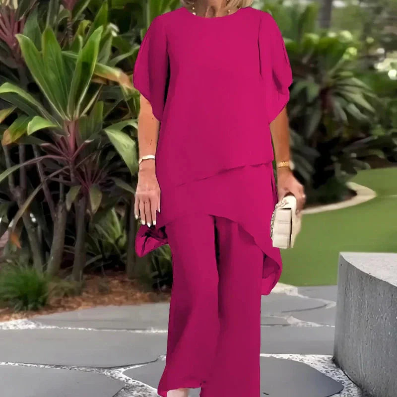 Herlène™ Ensemble Élégant | Haut Superposé et Pantalon Large